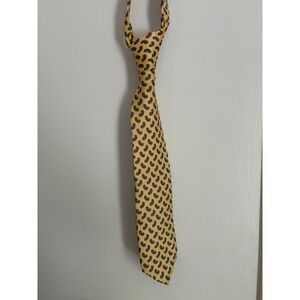 Robert Talbott Silk Hand Sewn Tie Gold Blue Paisley Geometric Woven Made in USA